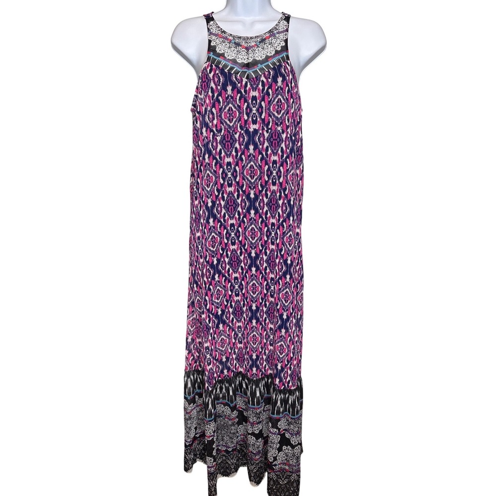 Express‎ Womens Y2K Tribal Print Halter Maxi Dress Size XS Indie Going Out